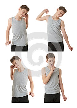 Cute teenager boy over white isolated background