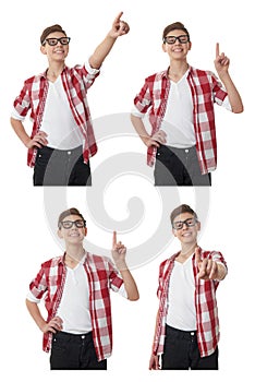 Cute teenager boy over white isolated background