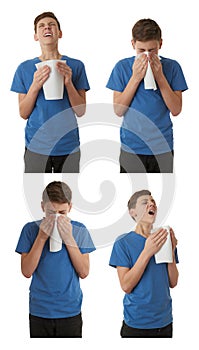 Cute teenager boy over white isolated background