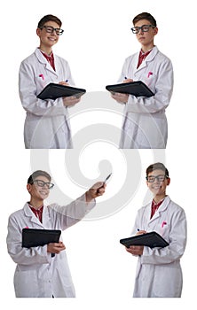 Cute teenager boy over white isolated background