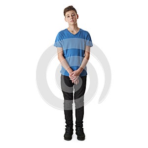 Cute teenager boy over white isolated background