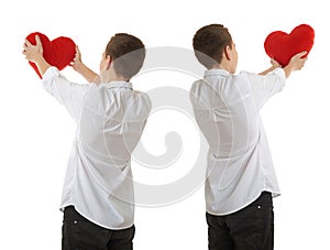 Cute teenager boy over white isolated background photo