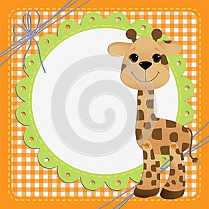 Cute template for postcard with giraffe