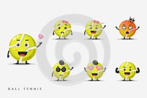 Cute tennis ball mascot set