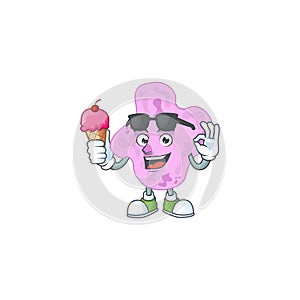 Cute tetracoccus cartoon character enjoying an ice cream