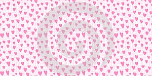 Cute textured seamless pattern with pink hearts