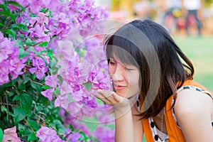 Cute Thai girl scent a purple Kertas photo