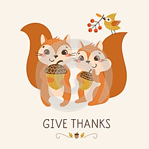 Cute Thanksgiving squirrels