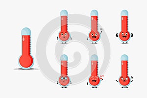 Cute thermometer mascot set