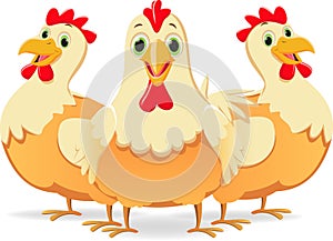 Cute three cartoon hen