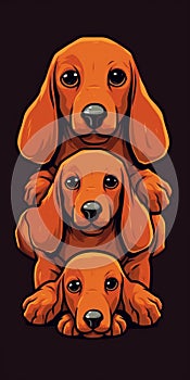cute three-headed one-body puppy dogs generative AI
