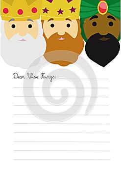 Cute Three Wise Kings letter template