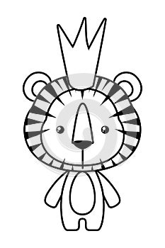 Cute tiger cartoon with crown vector design