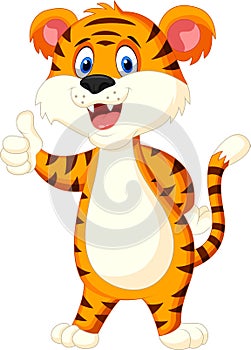 Cute tiger cartoon thumb up