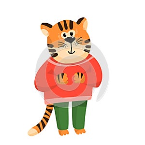 Cute tiger cartoon. Tiger is symbol of 2022 New year