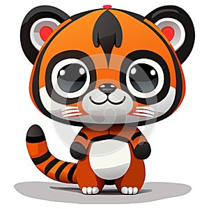 A cute tiger cartoon would have big, expressive eyes that exude innocence and playfulness.