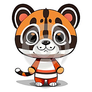 A cute tiger cartoon would have big, expressive eyes that exude innocence and playfulness.