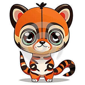 A cute tiger cartoon would have big, expressive eyes that exude innocence and playfulness.