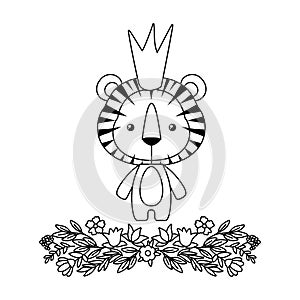 Cute tiger with crown vector design