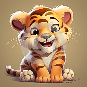 Cute tiger cub cartoon character