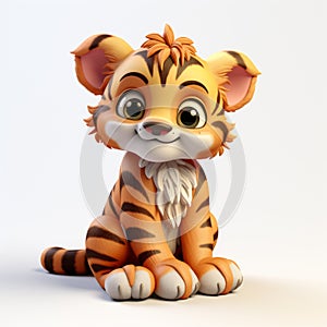 Cute Tiger Cub In Pixar-style 3d Animation photo