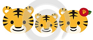 Cute Tiger Family Animal Flat Cartoon Character Vector Illustration