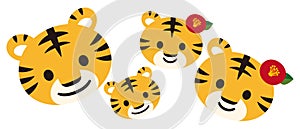 Cute Tiger Family Animal Flat Cartoon Character Vector Illustration