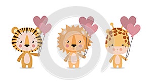 Cute tiger lion and giraffe vector design