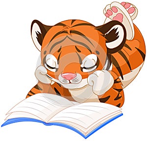 Cute Tiger Reading