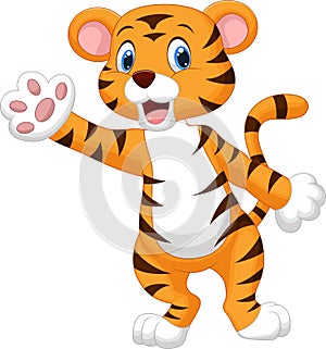 Cute tiger waving hand