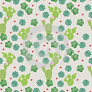Cute tiny cactus seamless pattern
