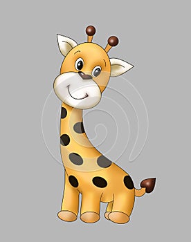 Cute tiny giraffe cub , animal , child coloring book , children story book  illustrasion, postcard, toy