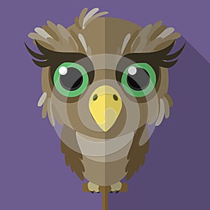 Cute tiny owl.Flat style.