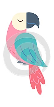 Cute tired bird flat icon Sleeping parrot