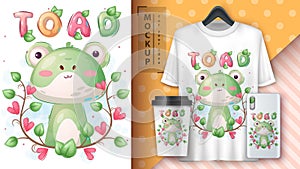 Cute toad in flower poster and merchandising.