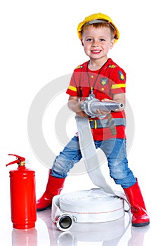 Cute toddler fireman