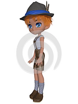 Cute toon  character in a bavarian outfit