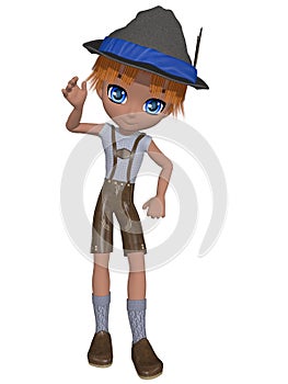 Cute toon  character in a bavarian outfit