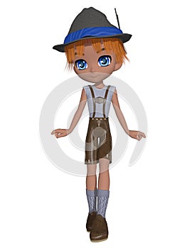 Cute toon  character in a bavarian outfit