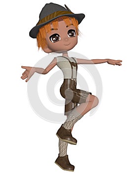 Cute toon  character in a bavarian outfit