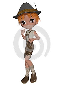 Cute toon  character in a bavarian outfit