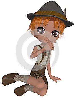Cute toon  character in a bavarian outfit