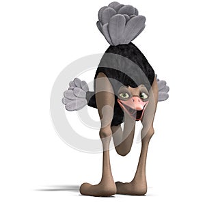 Cute toon ostrich gives so much fun