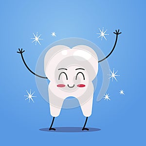 Cute tooth cartoon character funny human dental internal organ mascot anatomy healthcare medicine concept