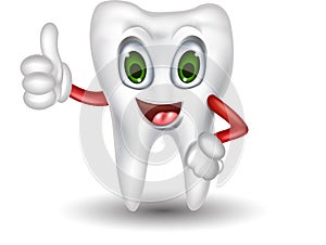 Cute tooth cartoon thumb up