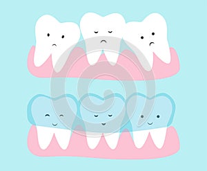 Cute tooth cartoon vector. Invisible dental aligner  concept illustration.