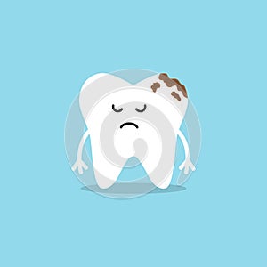 Cute tooth characters. Tooth with caries