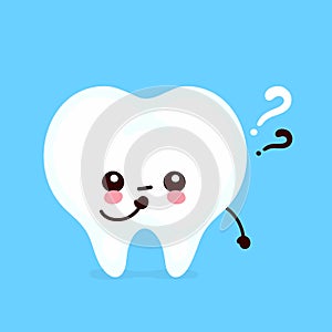Cute tooth with question mark character