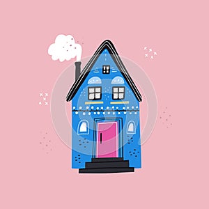 Cute townhouse Scandi style flat vector illustration