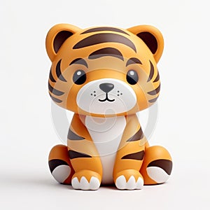 Cute Toy Tiger For Little Children - Vibrant And Delicate Zbrush Style Model